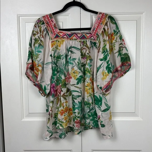 Johnny Was Workshop Pula Embroidered Square Neck Top - Size M - Picture 8 of 8